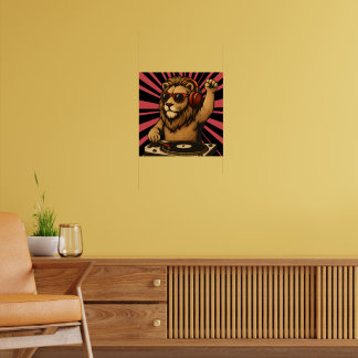 DJ Lion – Coole Retro-Musik-Art Poster