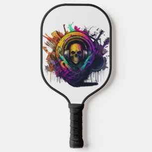 DJ-Logo mit einer Mischung von Musik Genres, vertr Pickleball Schläger