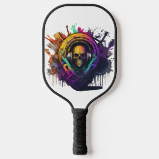 DJ-Logo mit einer Mischung von Musik Genres, vertr Pickleball Schläger