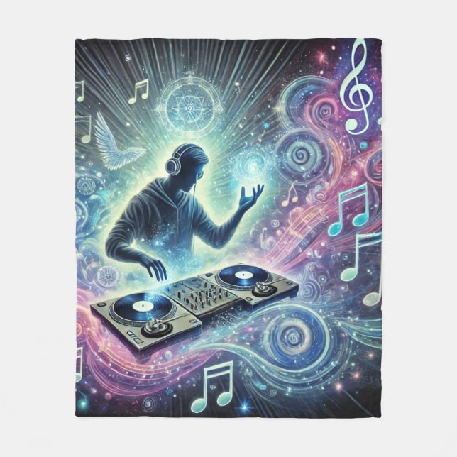 DJ mit Hintergrund Fleece Blanket (Vorderseite)