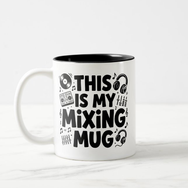 DJ Mixing Mug | Funny Music Lover Coffee Cup Zweifarbige Tasse (Links)