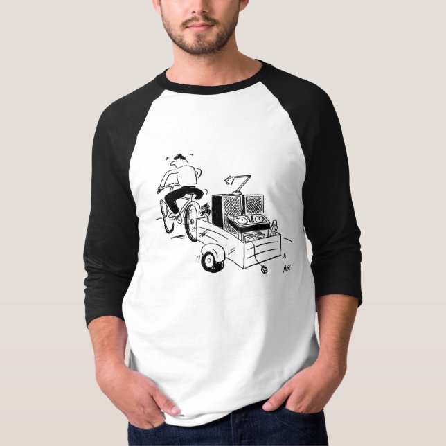 DJ Mobile Disco Record Player Cartoon T-Shirt (Vorderseite)