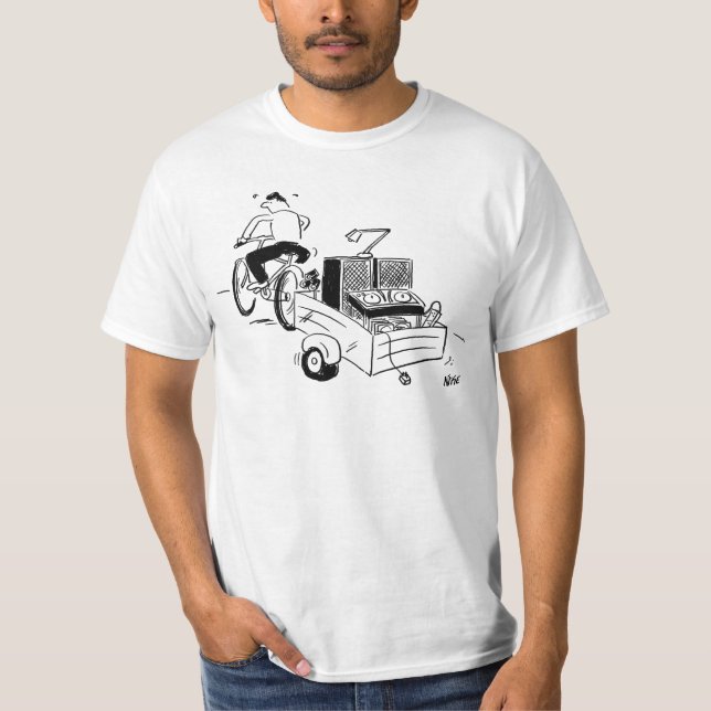 DJ Mobile Disco Record Player Cartoon T-Shirt (Vorderseite)