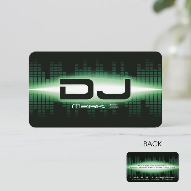 DJ Modern Green Business Card Visitenkarte (Von Creator hochgeladen)