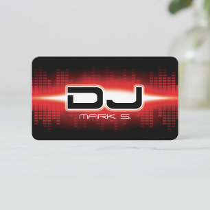 DJ Modern Red Business Card Visitenkarte