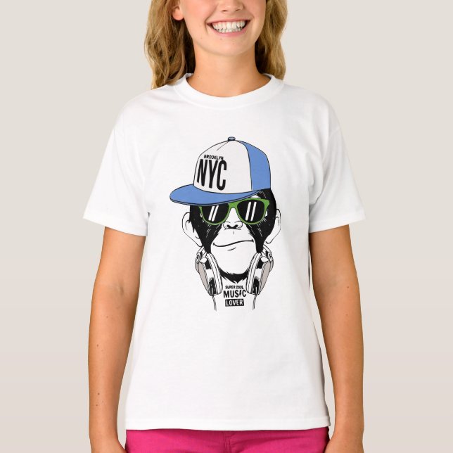 DJ MONKEY lustiger Affe  T-Shirt (Vorderseite)