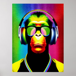 DJ Monkey Music Lover DJ Chimp Spaß Poster
