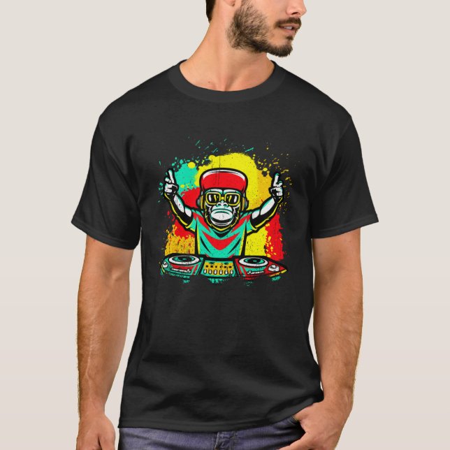 DJ Monkey Music Party Fun Sunglasses Fun Dancing C T-Shirt (Vorderseite)