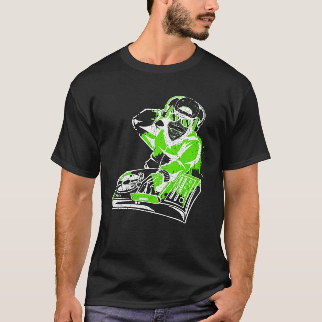 DJ Monkey Music Party Fun Sunglasses Monkey Headph T-Shirt (Vorderseite)