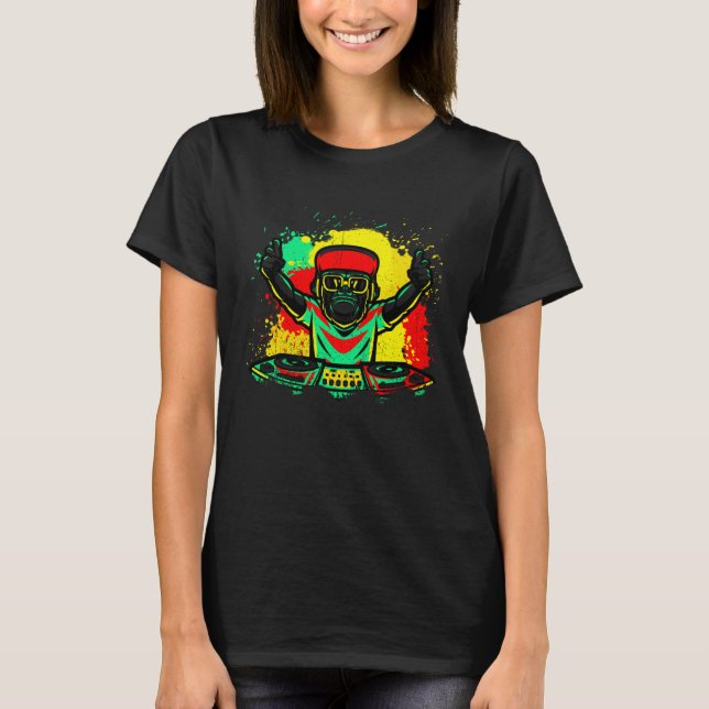 DJ Monkey Music Party Fun Sunglasses Monkey Headph T-Shirt (Vorderseite)