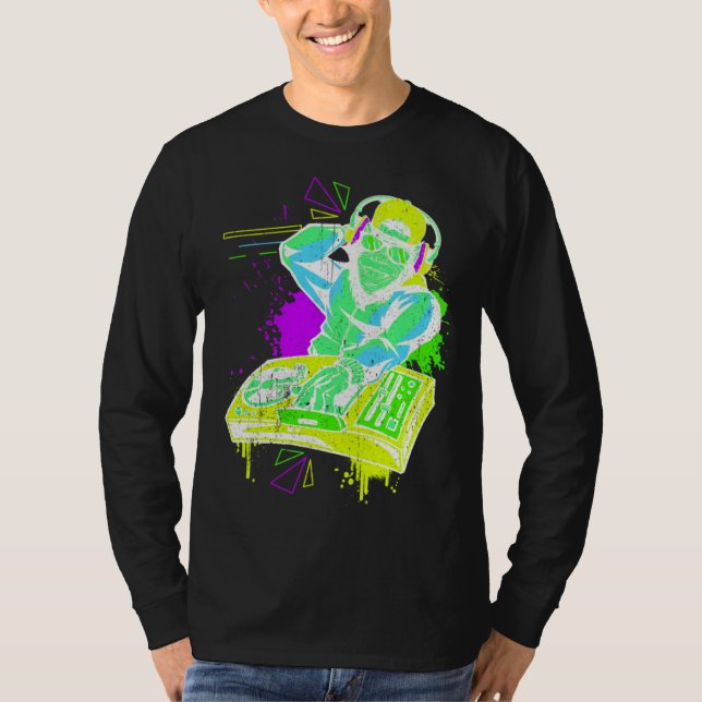 DJ Monkey Music Party Fun Sunglasses Monkey Headph T-Shirt (Vorderseite)