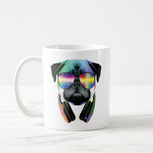 DJ Mops mit Kopfhörern Funny Mops Music Kaffeetasse