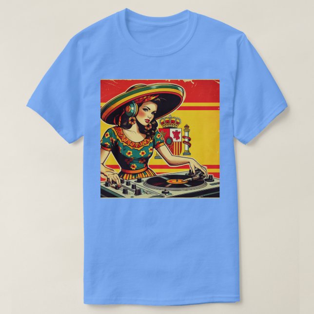 DJ Mujer Espaola Msica Retro Sombrero Kultur T-Shirt (Design vorne)
