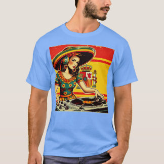 DJ Mujer Espaola Msica Retro Sombrero Kultur T-Shirt