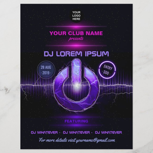 DJ Music and Dance Gig fügt Fotos und Logo hinzu Flyer (Vorne)