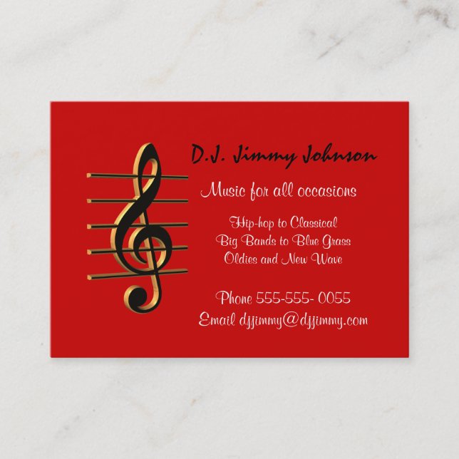 DJ music G clef Business Card Visitenkarte (Vorderseite)