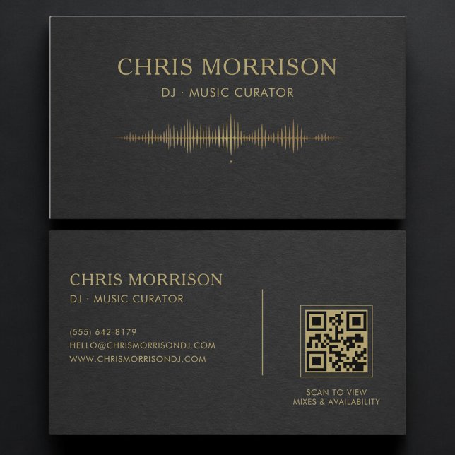 DJ-Musik Black Gold QR-Code Professional Visitenkarte (Von Creator hochgeladen)