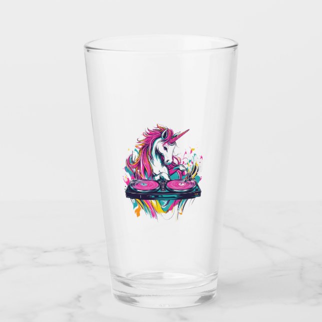 DJ-Musik-Einhorn (1) Glas (Vorderseite)