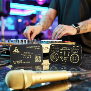 Dj-Musik Moderne Minimalschwarz und Gold Plattensp Visitenkarte