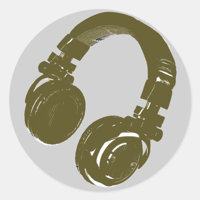 DJ-Musikkopfhörer Runder Aufkleber (Vorderseite)
