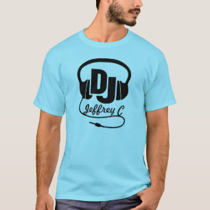 DJ-Namenskopfhörerschwarz-Grafik-T - Shirt