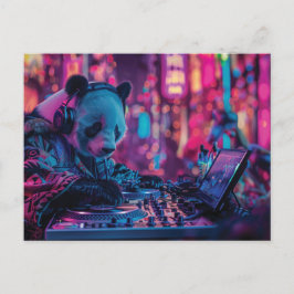 DJ Panda mit Kopfhörern Postkarte