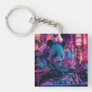 DJ Panda mit Kopfhörern Schlüsselanhänger