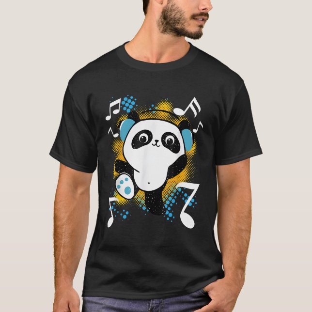 Dj Panda mit Kopfhörern T-Shirt (Vorderseite)