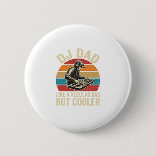 DJ Papa, aber cooler Vintage-Sonnenuntergang-Vekto Button