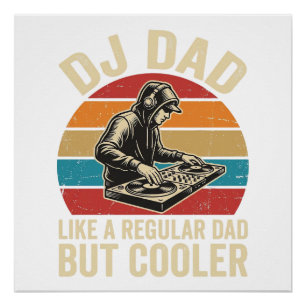 DJ Papa, aber cooler Vintage-Sonnenuntergang-Vekto Poster