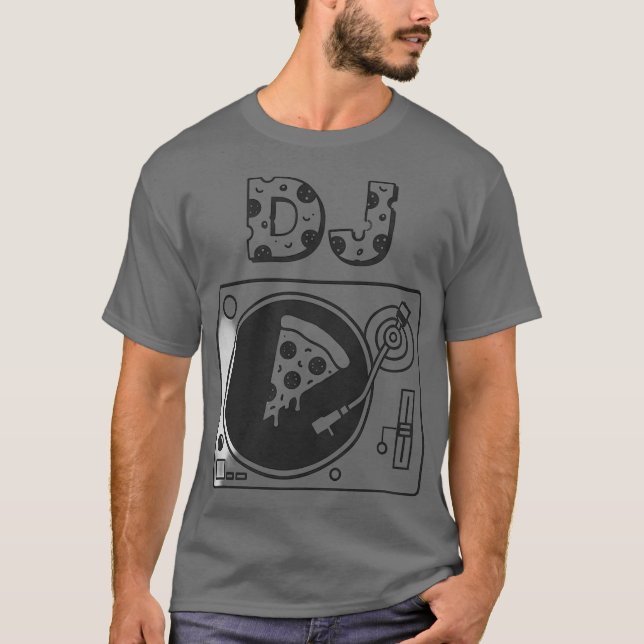 DJ-Pizza-Scheibenteller-Cartoon T-Shirt (Vorderseite)