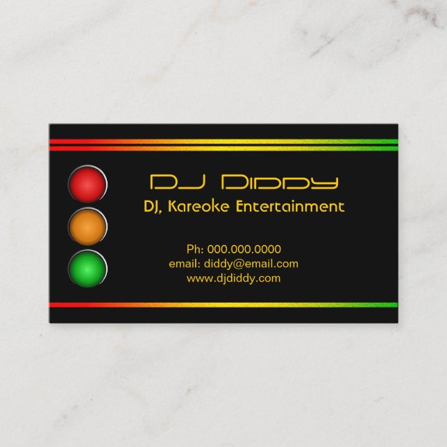 DJ Reggae Traffic Lights Custom Business Cards Visitenkarte (Vorderseite)