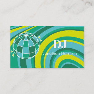 DJ Retro Groovy Wave Disco Ball Green Visitenkarte