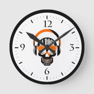 DJ Rock Totenkopf Todes Club Musik Runde Wanduhr