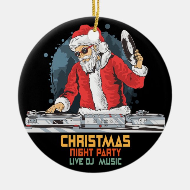 DJ Santa Party Club Keramik Ornament (Vorne)