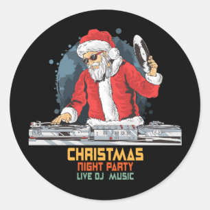 DJ Santa Party Club Runder Aufkleber