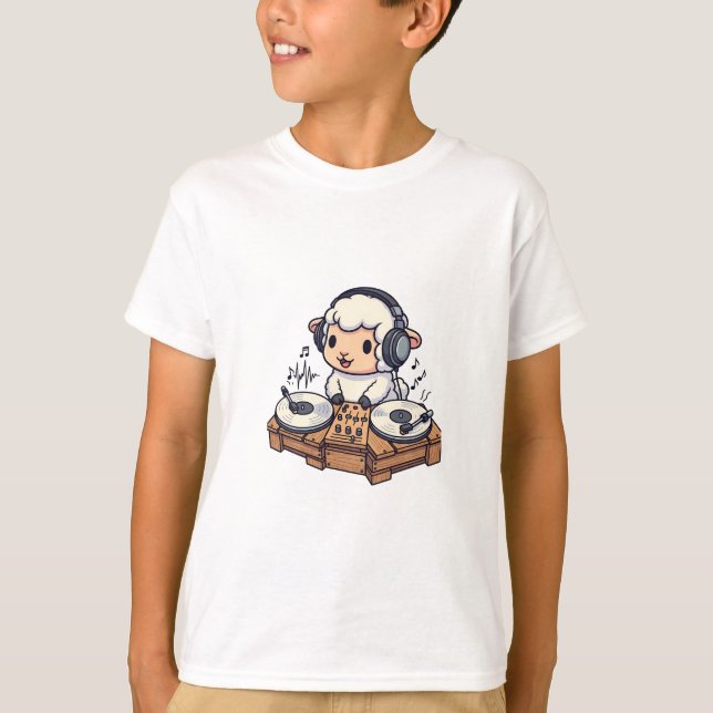 DJ-Schaf Musiker Kinder T-Shirt (Vorderseite)