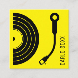 DJ-Schild als Vinylplatte Retro-Gelb Quadratische Visitenkarte