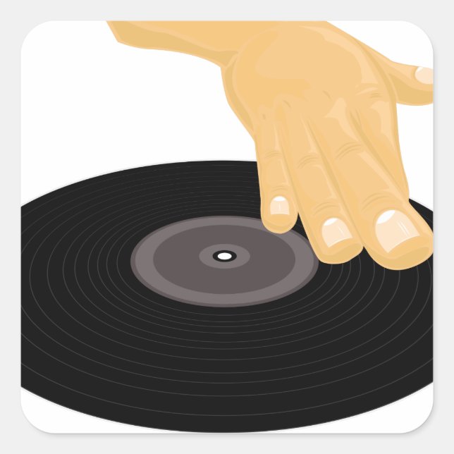 Dj Scratch Quadratischer Aufkleber (Vorderseite)