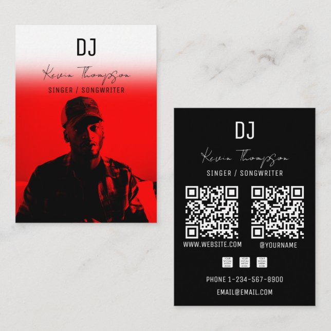 DJ Singer Songwriter Music 2 QR Code Professional  Visitenkarte (Vorne/Hinten)