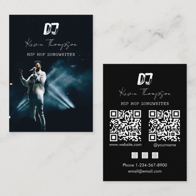DJ Singer Songwriter Music 2 QR Code Professional  Visitenkarte (Vorne/Hinten)