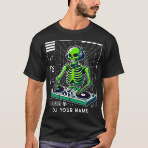 DJ Skeleton bei Turntable Club Music Custom DJs T-Shirt