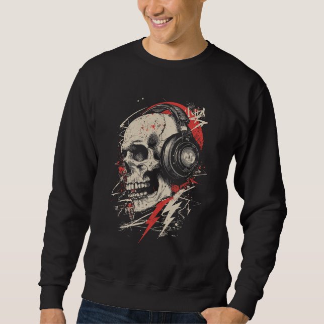DJ Skull Headphones Lightning Music Electronic Got Sweatshirt (Vorderseite)