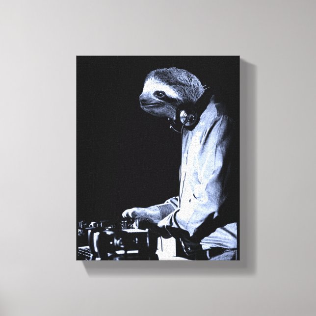 DJ Sloth Canvas Print Leinwanddruck (Vorderseite)