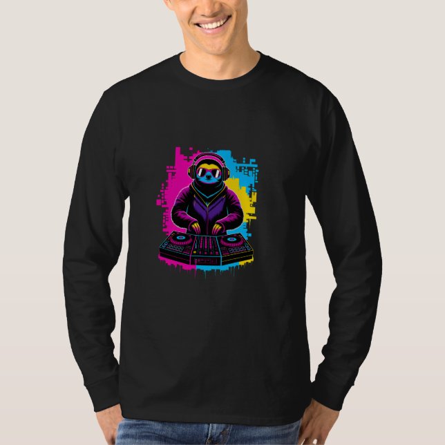 DJ Sloth Graffiti Style - Chill EDM Tier mit Co T-Shirt (Vorderseite)