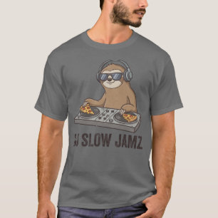 DJ Slow Jamz Lustige Faultier Cartoon T-Shirt