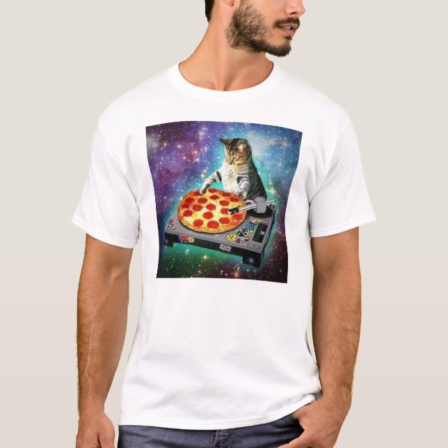 DJ Space Cat Spinning etwas süße Za T-Shirt (Vorderseite)