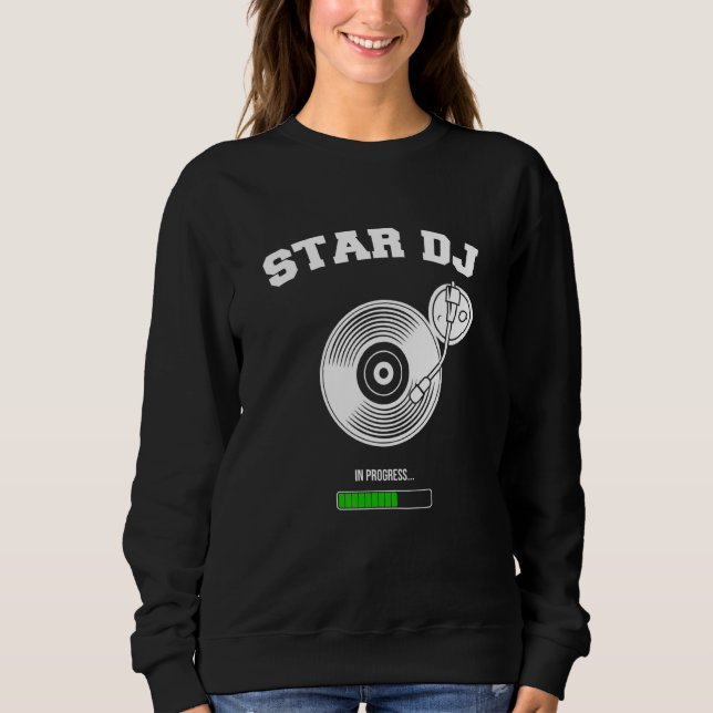 Dj Star Deejay Vinyl Turntable Kopfhörer Party Di Sweatshirt (Vorderseite)