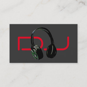 DJ Stylish Red Gray Background Headphone Visitenkarte