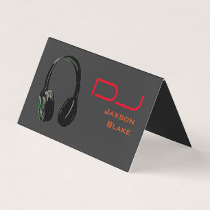 DJ Stylish Red Orange Gray Background Headphone Visitenkarten